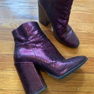 Dries Van Noten Purple Snake Heeled Booties